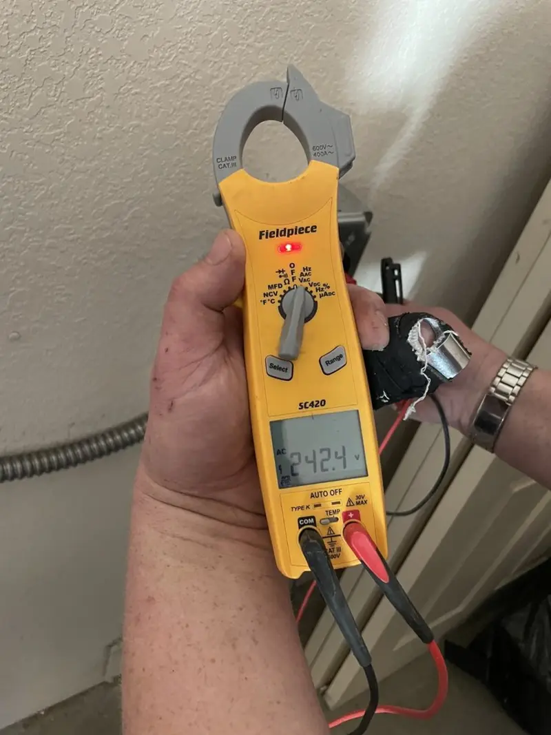 Voltage testing with clamp meter during Generator Installation in Castaic